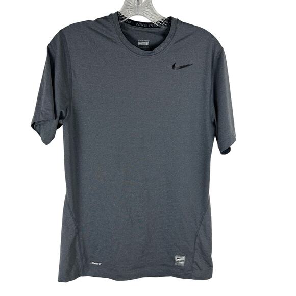 Nike Pro Mens Gray Short Sleeve Compression Shirt Top Size Small Athletic - Picture 1 of 8